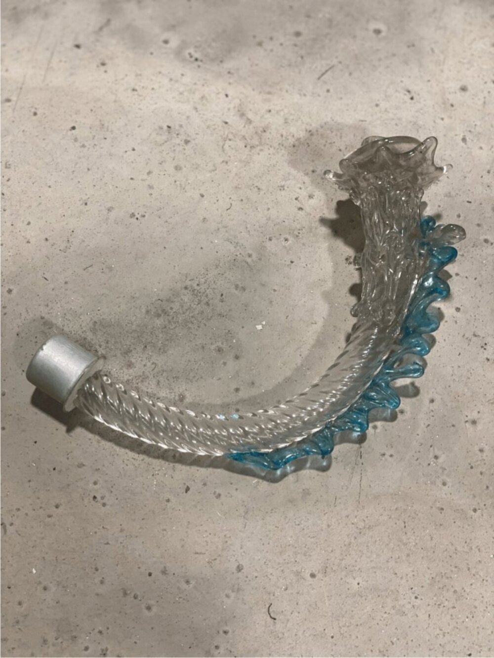 Murano Glass Chandelier 8” Arm Leaf Replacement Part clear and blue - Picture 3 of 5